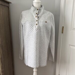 L.L. Bean Light Gray Pullover with Brown Logo Patch